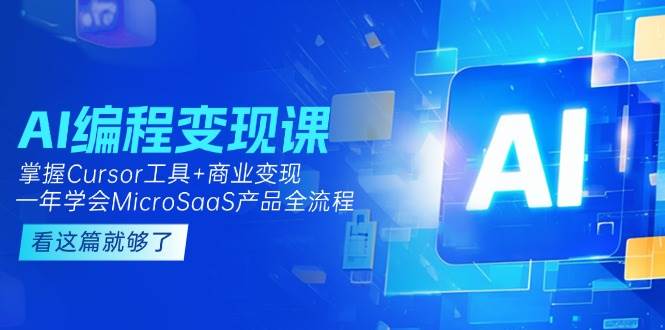 AI编程变现课：掌握Cursor工具+商业变现，一年学会MicroSaaS产品全流程-云创网