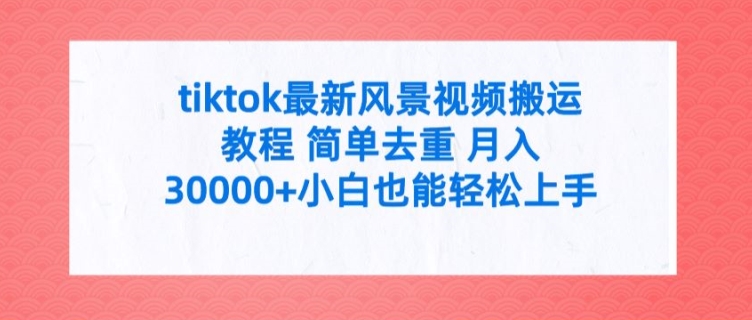 tiktok最新风景视频搬运教程 简单去重 月入3W+小白也能轻松上手【揭秘】-云创网