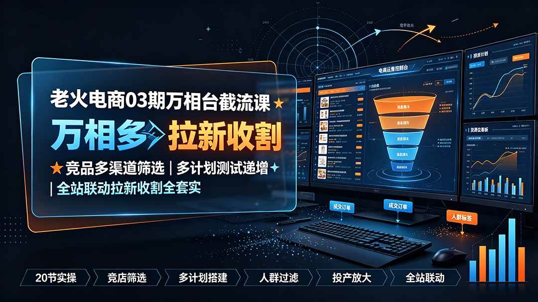 （19431期）老火电商03期万相台截流课：竞品多渠道筛选｜多计划测试递增｜全站联动拉新收割全套实操教学-云创网