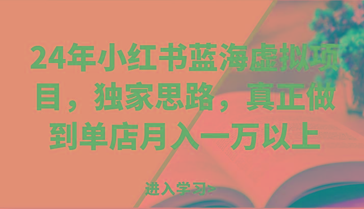 24年小红书蓝海虚拟项目，独家思路，真正做到单店月入一万以上。-云创网