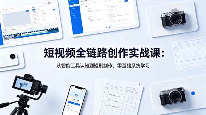 （18683期）短视频全链路创作实战课：从智能工具认知到短剧制作，零基础系统学习-云创网