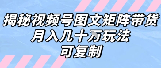 解密视频号图文矩阵带货，月入几个W的打法，可复制-云创网