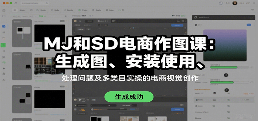 MJ和SD电商作图课：生成图、安装使用、处理问题及多类目实操的电商视觉创作-云创网