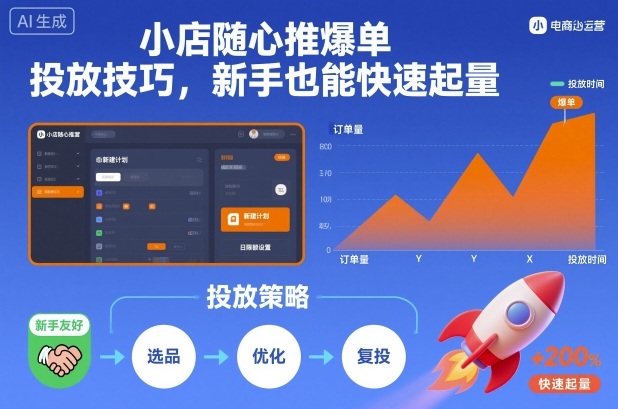 小店随心推爆单投放技巧，新手也能快速起量-云创网