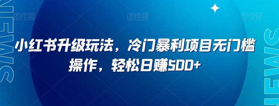 小红书升级玩法，冷门暴利项目无门槛操作，轻松日赚500+【揭秘】-云创网