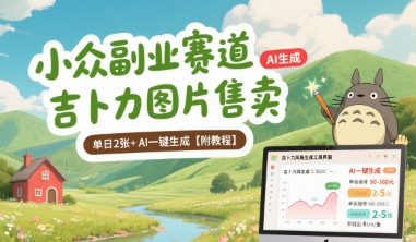 小众副业赛道 吉卜力图片售卖 单日2张+ AI一键生成【附教程】-云创网
